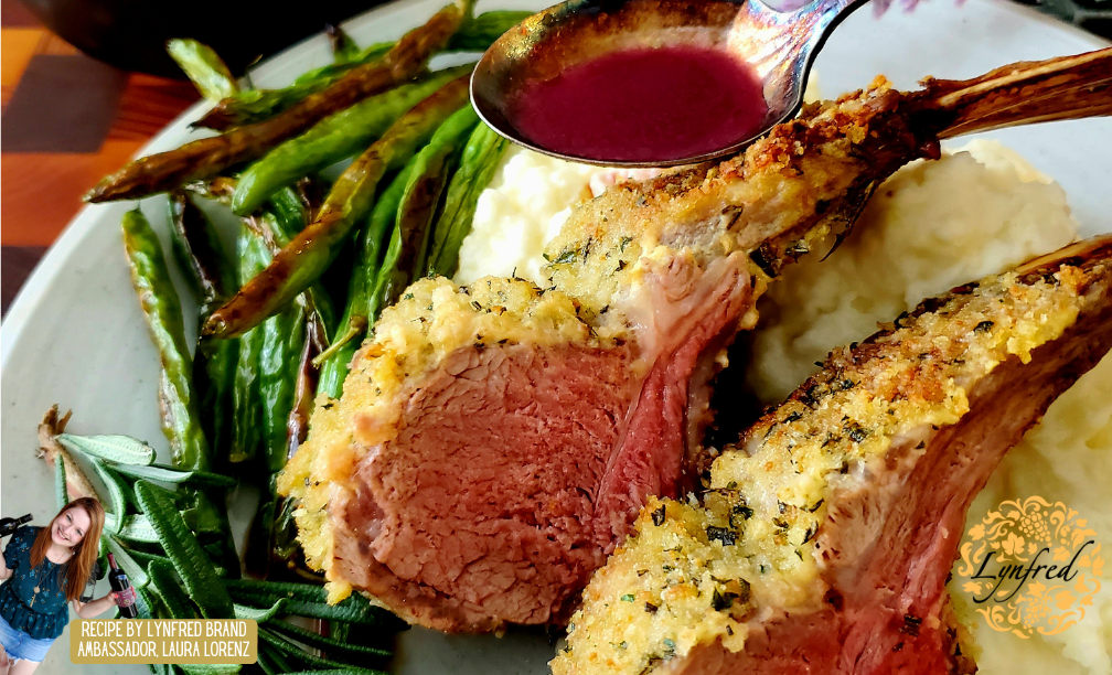 Herb Crusted Rack of Lamb with Red Wine Sauce