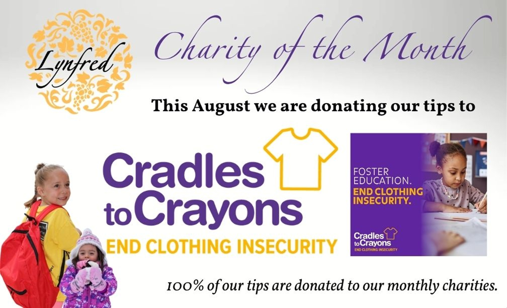 Cradles to Crayons August 2026 Charities of the Month